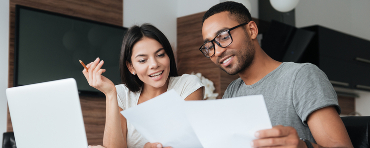 Happy couple using Union Plus Mortgage with Wells Fargo to buy new home